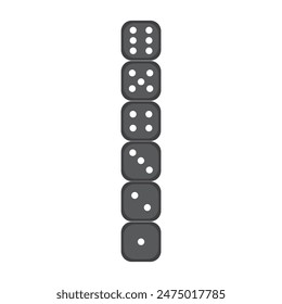  dados negros de diferentes lados con puntos blancos sobre fondo blanco diseño eps 10