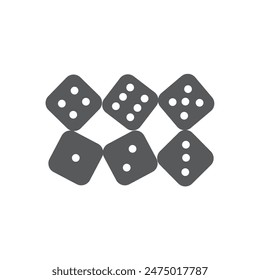  black dice from different sides with white dots on white background design eps 10