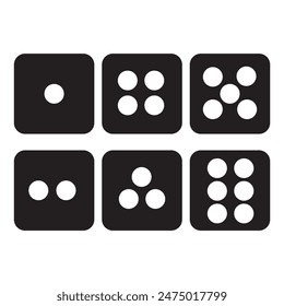  black dice from different sides with white dots on white background design eps 10