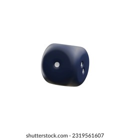 Black dice falling in the air in plastic isometric style. Casino game realistic 3d vector illustration. Gambling concept, mobile crap app icon isolated on white background