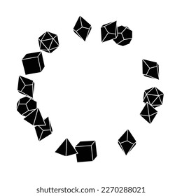 Black dice frame in round shape, hand drawn vector