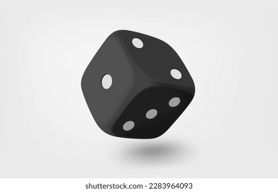 Black dice icon isolated on white background. Gamebling concept. 3d vector illustration