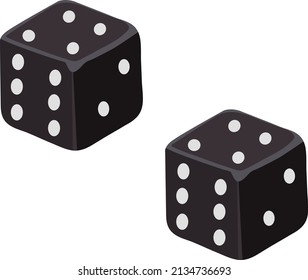 Black dice, illustration, vector on a white background.
