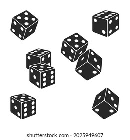 Black dice. Set on a white background. 