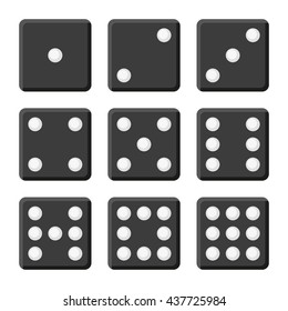 Black Dice Set on White Background. Vector illustration