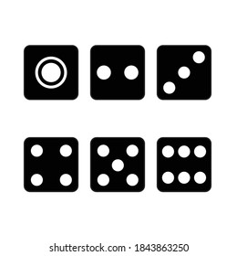 Black dice with white dots on a white background