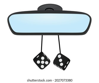 Black dices on mirror. vector