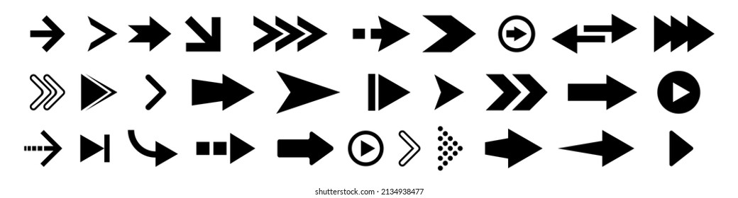 Conjunto de iconos de flecha diferente en negro. Iconos vectores aislados en fondo blanco. EPS 10