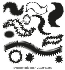 Black different brush shapes. Abstract liquid shapes. Vector illustration. stock image.