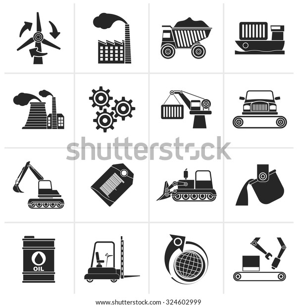 Black different kind of business and industry icons -\
vector icon set