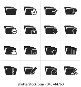 Black Different kind of folder icons - vector icon set