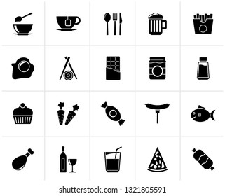 Black Different king of food and drinks icons 1 - vector icon set