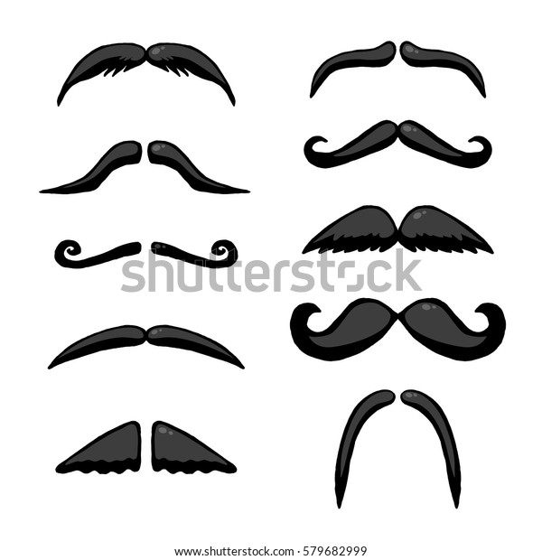 Black Different Mustache Vector Hand Drawn Stock Vector Royalty Free 579682999 Shutterstock 5400