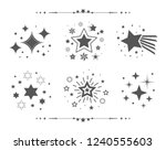 Black different sets of abstract silhouette stars icons design elements set on white background