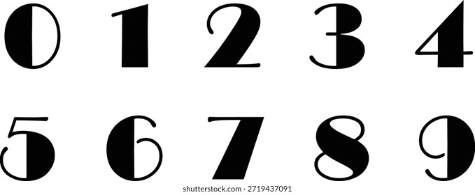 Black digit numbers art template design. 0 1 2 3 4 5 6 7 8 9. Vector Design.