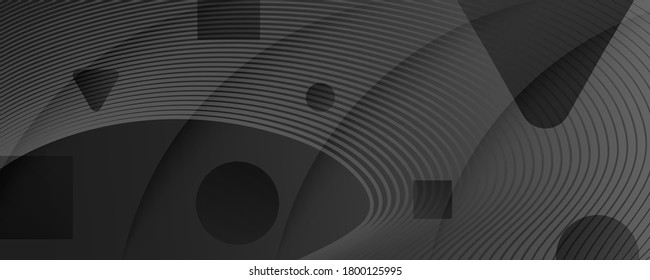 Fondo digital negro. Diseño 3d de flujo. Formas de degradado de vectores. Fondo digital creativo. Patrón vibrante. Disposición del fluido. Página de aterrizaje geométrico. Fondo digital. Plantilla gris.