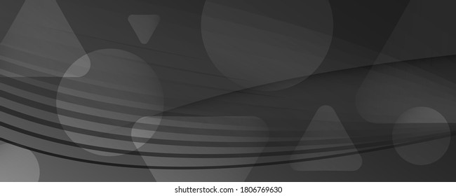 Black Digital Background. Flow Abstract Elements. Color Dynamic Shapes. Business Digital Background. Modern Banner. Fluid Stripes. Geometric Movement. Digital Background. Gray Illustration.