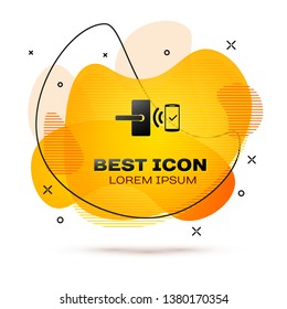 Black Digital door lock with wireless technology for unlock icon isolated on white background. Door handle sign. Security smart home of concept. Fluid color banner. Vector Illustration