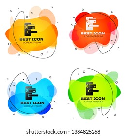 Black Digital door lock with wireless technology for unlock icon isolated. Door handle sign. Security smart home of concept. Set of liquid color abstract geometric shapes. Vector Illustration