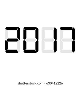 Black digital numbers 2017 year