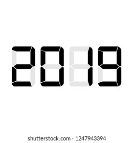Black digital numbers 2019 year