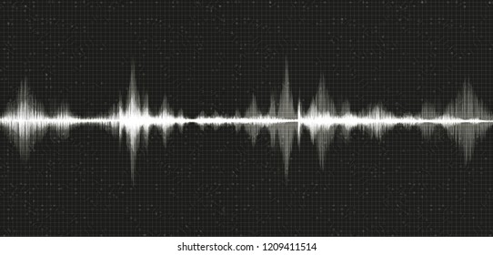 Black Digital Sound Wave with Microchip Background,technology and earthquake wave diagram  concept,design for music studio and science,Vector Illustration.