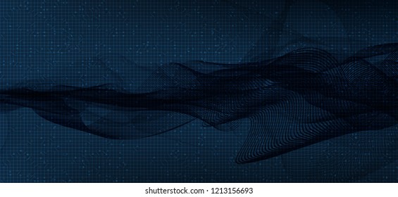 Black Digital Sound Wave on dark Blue Background,technology and earthquake wave diagram concept,design for music studio and science,Vector Illustration.