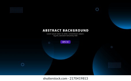 Black dimension background with blue circle shape overlay, futuristic banner concept