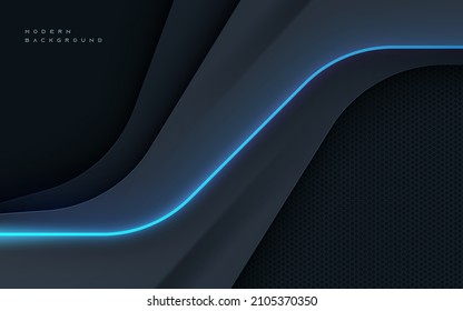 Black dimension modern background with blue light effect