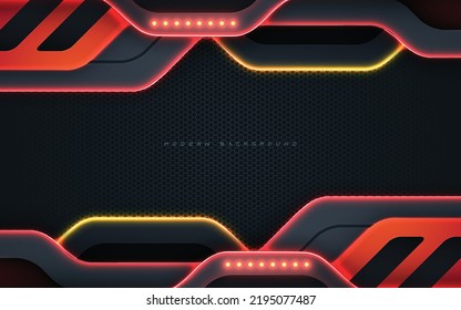 Black dimension modern background with yellow and orange light effect