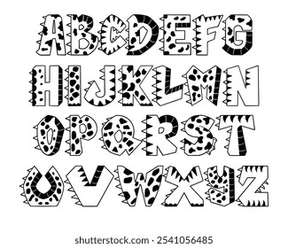 Black dino font shaped alphabet set