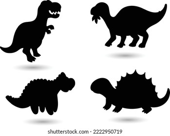 Black Dinosaur isolated vector Silhouettes