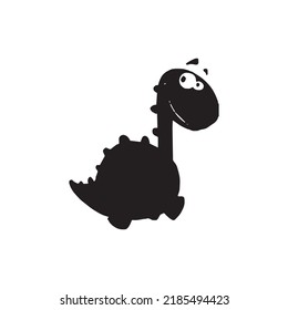 black dinosaur silhouette for children, dino cartoon illustration