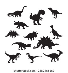 Black dinosaur silhouettes set for kids, dinosaur silhouette, black dinosaur