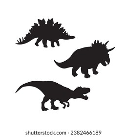 Black dinosaur silhouettes set for kids, dinosaur silhouette, black dinosaur