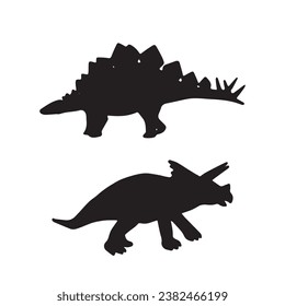 Black dinosaur silhouettes set for kids, dinosaur silhouette, black dinosaur