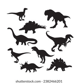 Black dinosaur silhouettes set for kids, dinosaur silhouette, black dinosaur