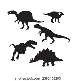 Black dinosaur silhouettes set for kids, dinosaur silhouette, black dinosaur