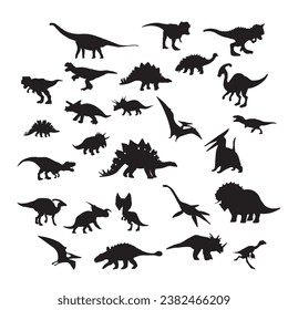 Black dinosaur silhouettes set for kids, dinosaur silhouette, black dinosaur