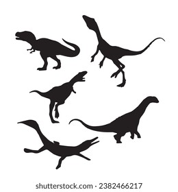 Black dinosaur silhouettes set for kids, dinosaur silhouette, black dinosaur