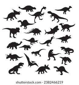Black dinosaur silhouettes set for kids, dinosaur silhouette, black dinosaur