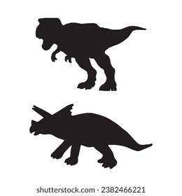 Black dinosaur silhouettes set for kids, dinosaur silhouette, black dinosaur