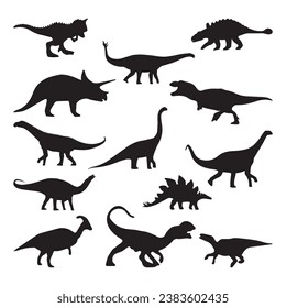Black dinosaur silhouettes set for kids