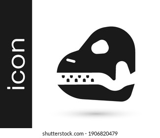 Black Dinosaur skull icon isolated on white background.  Vector