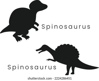 Black Dinosaurs isolated vector Silhouettes