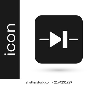 Black Diode in electronic circuit icon isolated on white background.  Vector