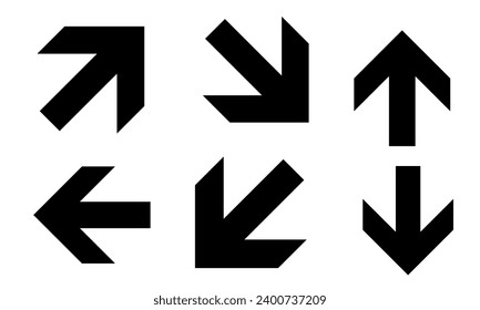 Vector de dirección negra o conjunto de señas de flecha 