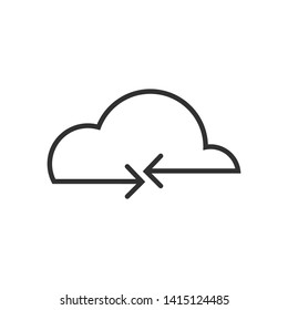 black direction arrows for transfer, sync, migration data. traffic bridge or exchange with cloud concept. Simple linear logo icon  design isolated on white background. Suitable for web landing page