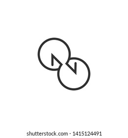 black direction arrows for transfer, sync, migration data. traffic bridge or exchange concept. Simple linear logo icon  design isolated on white background. Suitable for web landing page