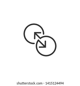 black direction arrows for transfer, sync, migration data. traffic bridge or exchange concept. Simple linear logo icon  design isolated on white background. Suitable for web landing page